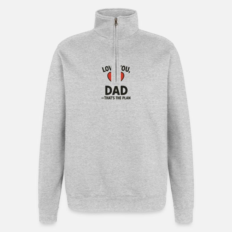 Je t’aime papa, c’est le plan - Sweat à zip 1/4 - gris chiné