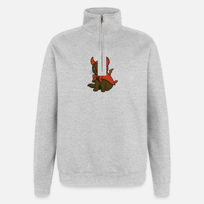 Kitten in red devil costume - Quarter-Zip Sweatshirt - heather grey