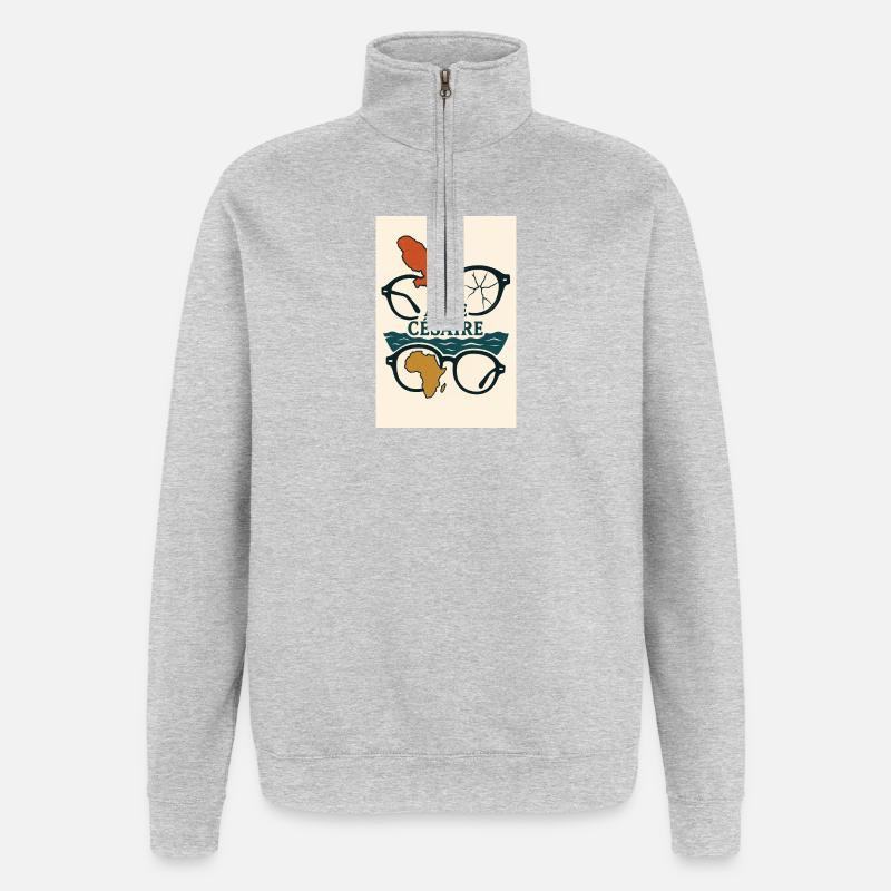 Monde Aimé Césaire Brille - Quarter-Zip-Sweatshirt - Grau meliert