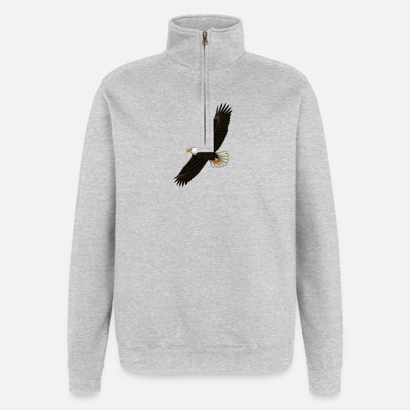 Eagle in Flight Distinct Graphics - Quarter-Zip Sweatshirt - heather grey