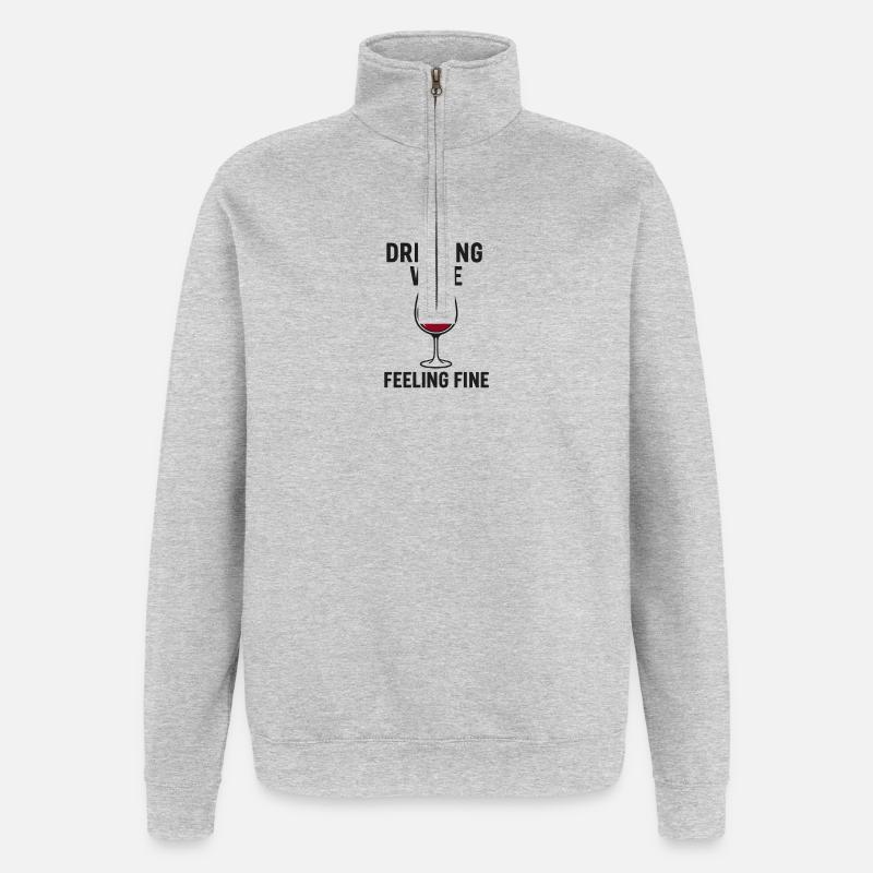 Drinking_Wine_ _Feeling_Fine - Quarter-Zip Sweatshirt - heather grey