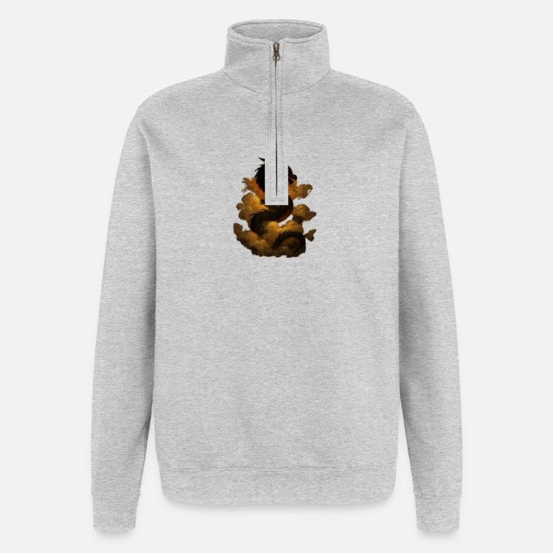 Wolkendrache im Himmel - Quarter-Zip-Sweatshirt - Grau meliert