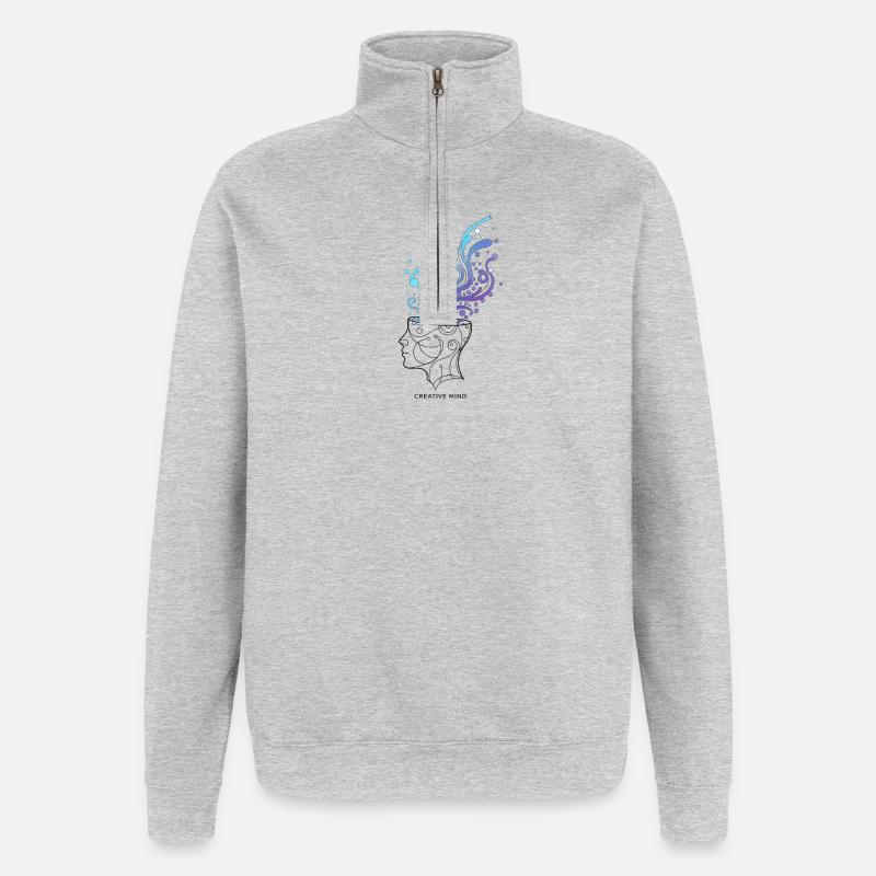 Kreativer Geist – Abstrakte Gehirnillustration - Quarter-Zip-Sweatshirt - Grau meliert