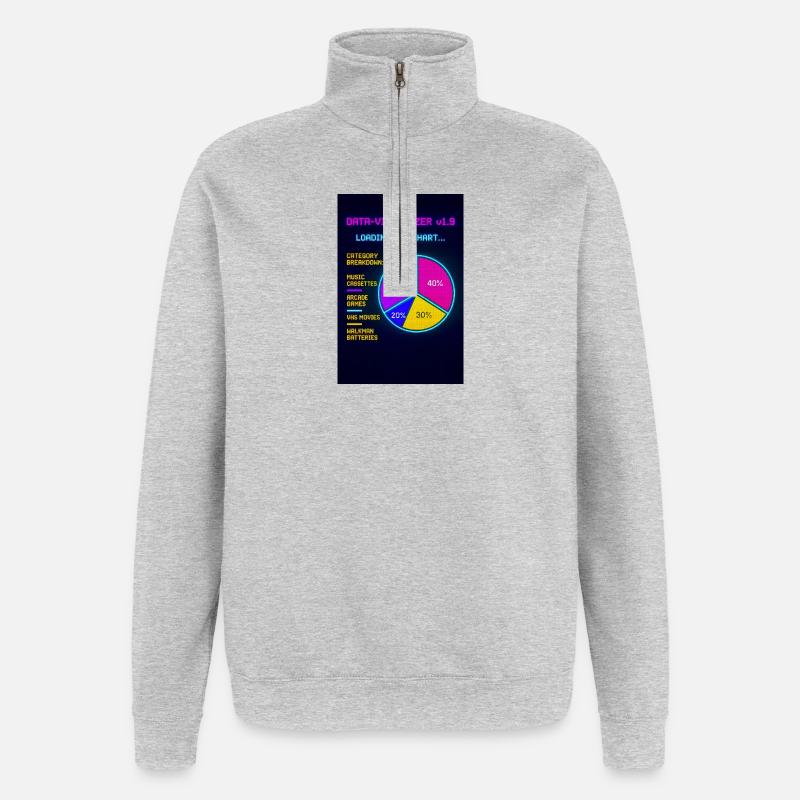 Neon Pie Chart Retro Visual - Quarter-Zip Sweatshirt - heather grey