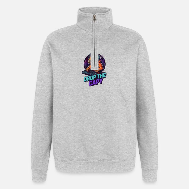 DJ Capy – Drop the Capy 🎧🔥 - Quarter-Zip Sweatshirt - heather grey
