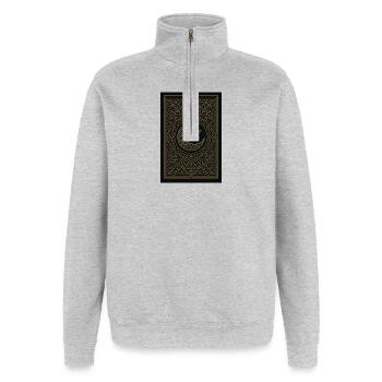 croissant - Sweat à zip 1/4 - gris chiné - Devant - AI Model Female 172 light (172cm) & AI Model Male 178 dark (178cm)