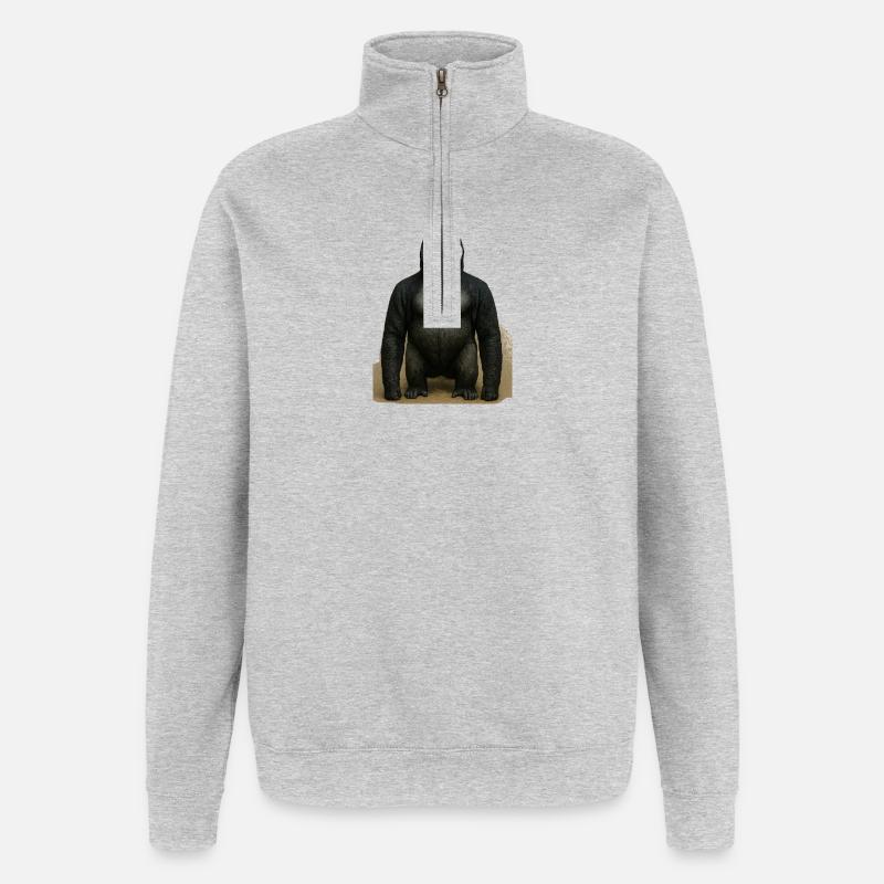 Shadow Gorilla Kapuzenpullover Design - Quarter-Zip-Sweatshirt - Grau meliert