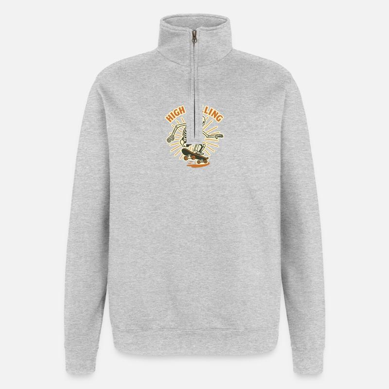 Skateboard squelette à roulements élevés - Sweat à zip 1/4 - gris chiné