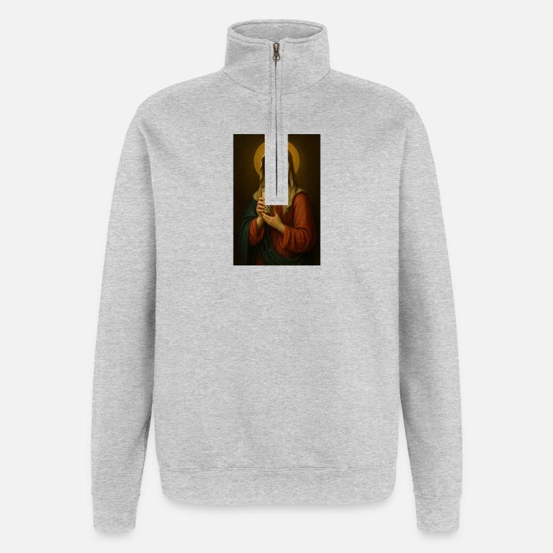 Saint drinks bubble tea - Quarter-Zip Sweatshirt - heather grey