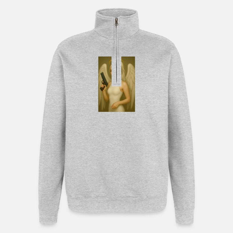Ange avec une arme - Sweat à zip 1/4 - gris chiné