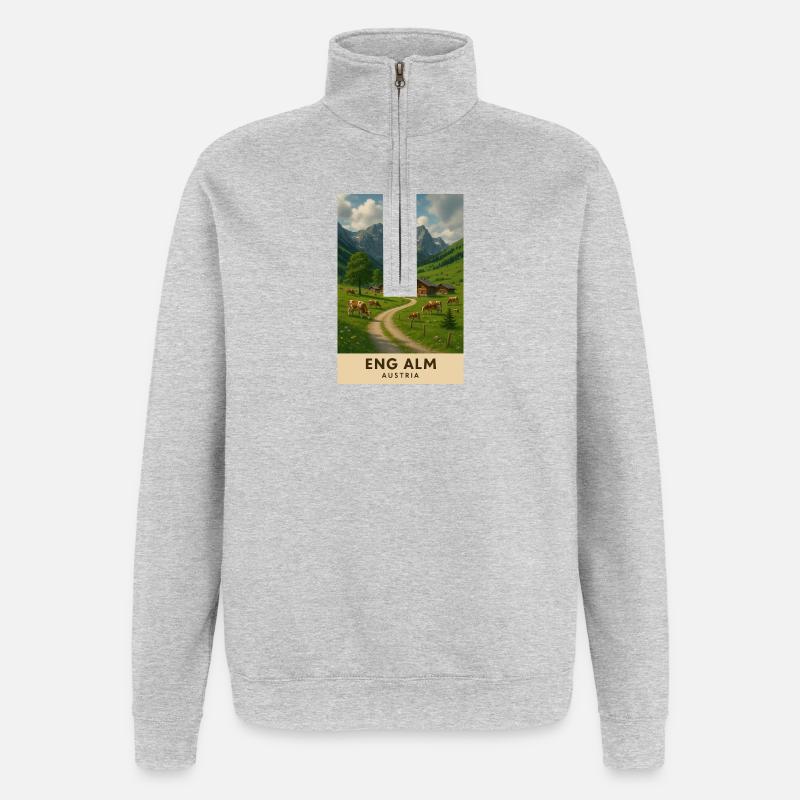 Eng Alm Alpenidylle - Quarter-Zip-Sweatshirt - Grau meliert