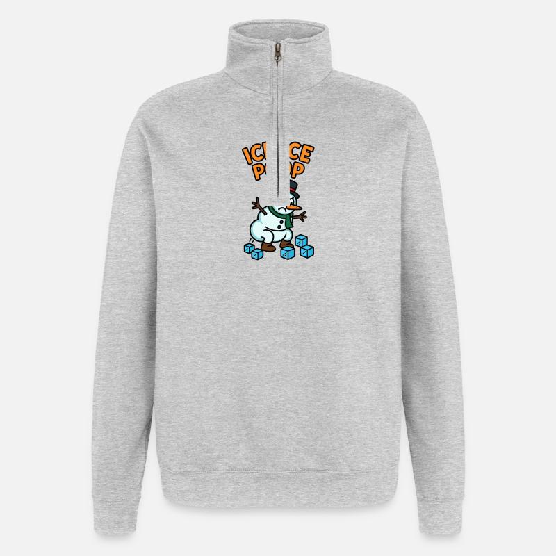 schneemann eiswürfel kinder witzig pups - Sweat à zip 1/4 - gris chiné