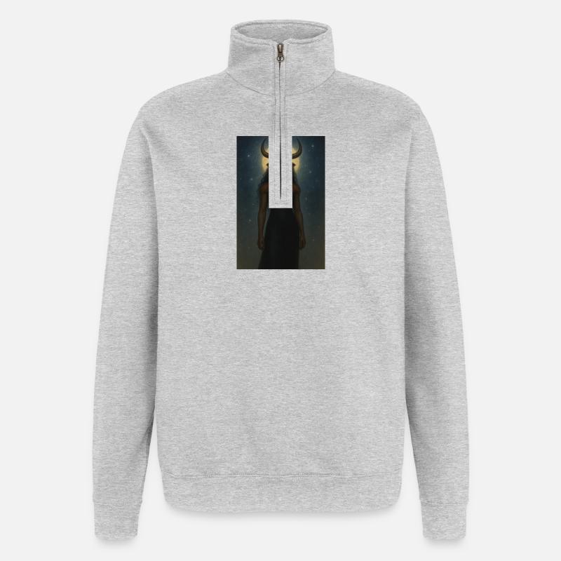 Mystical Horn Goddess - Quarter-Zip Sweatshirt - heather grey