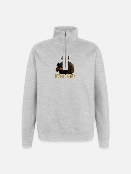 BattleDad – Veteran Gamer Soldier Design - Quarter-Zip Sweatshirt - heather grey