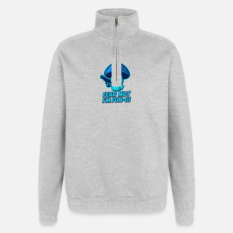 Champignon Robo Champignon - Sweat à zip 1/4 - gris chiné