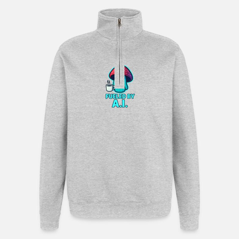 KOWAI Pilz Kaffee Boost - Quarter-Zip-Sweatshirt - Grau meliert