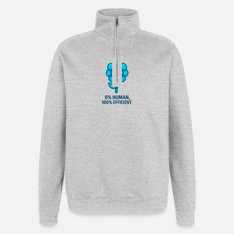 Robot Fleurs 0 % Humain - Sweat à zip 1/4 - gris chiné