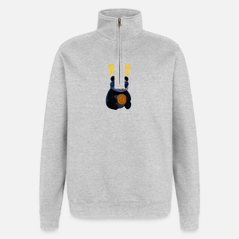 Rock the Future Panda Bitcoin - Sweat à zip 1/4 - gris chiné
