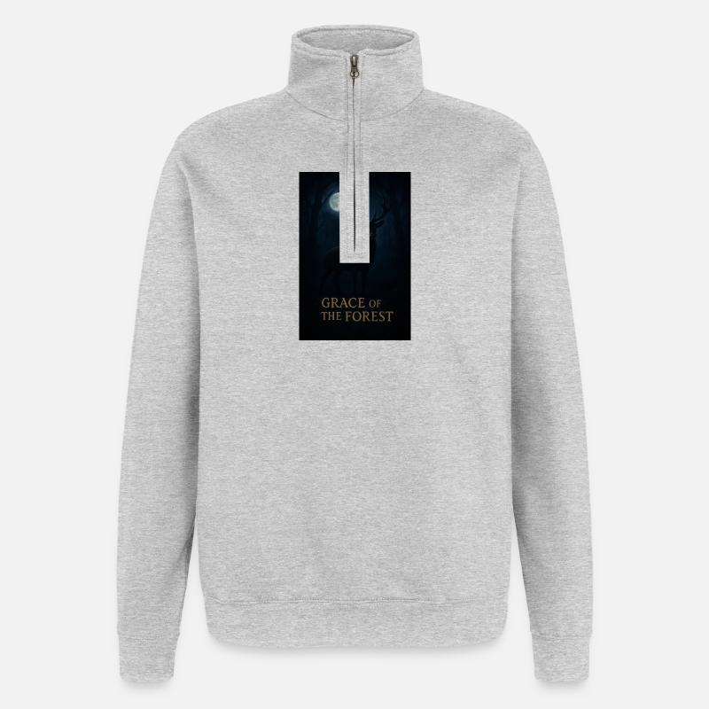 La grâce de la forêt - Sweat à zip 1/4 - gris chiné