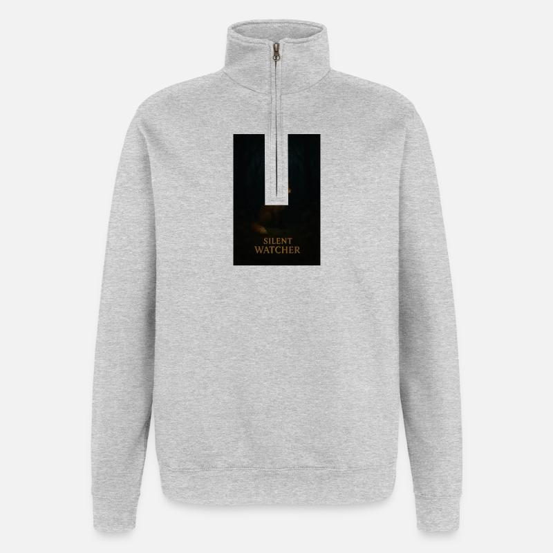 Silent Waiting Fox im Mondlicht - Quarter-Zip-Sweatshirt - Grau meliert