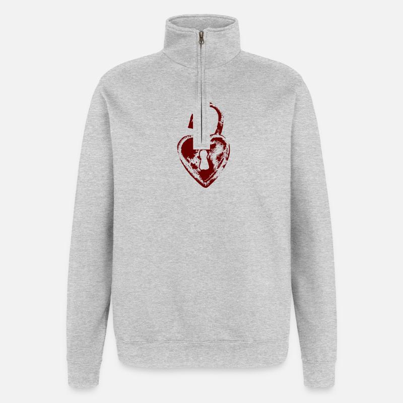 Style Amour en Cœur Rouge - Sweat à zip 1/4 - gris chiné