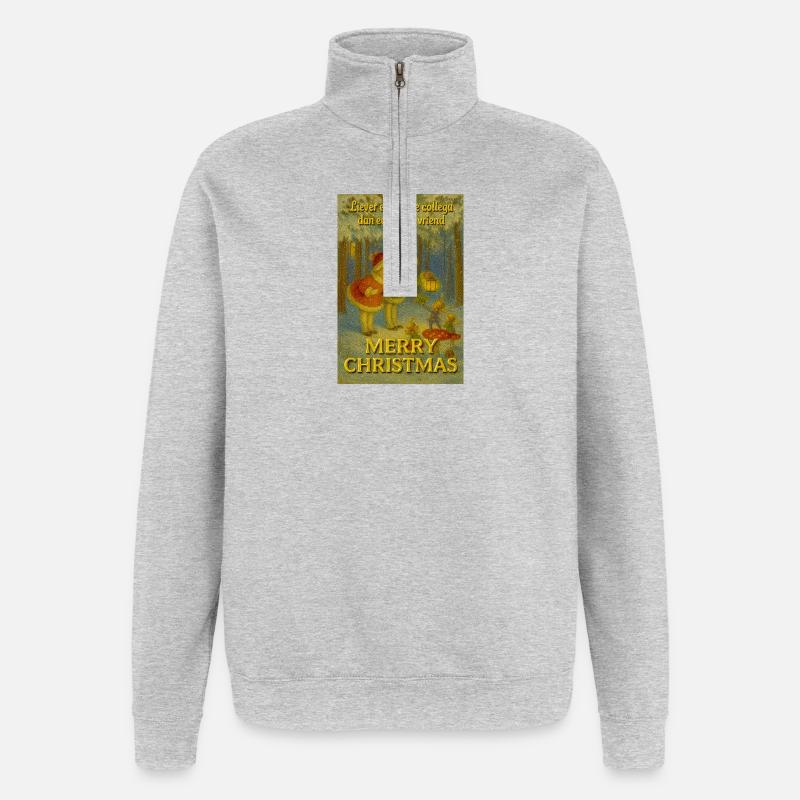 Weihnachtskollektion: Freundschaft über Distanz - Quarter-Zip-Sweatshirt - Grau meliert