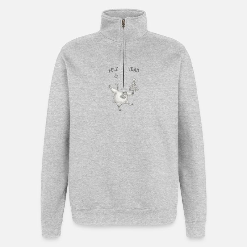 Feliz Navidad Sheep with Christmas Tree - Quarter-Zip Sweatshirt - heather grey
