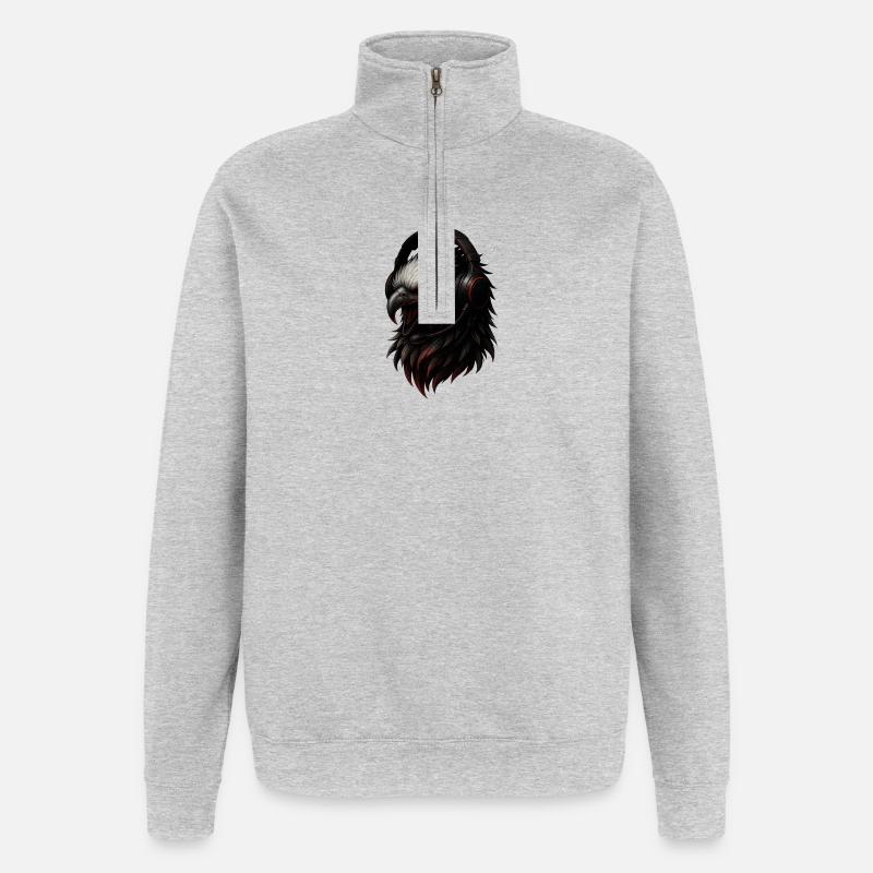 Eagle avec casque de jeu - Sweat à zip 1/4 - gris chiné