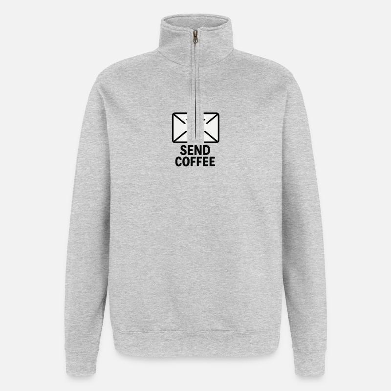 Wütender Brief mit Kaffee - Quarter-Zip-Sweatshirt - Grau meliert