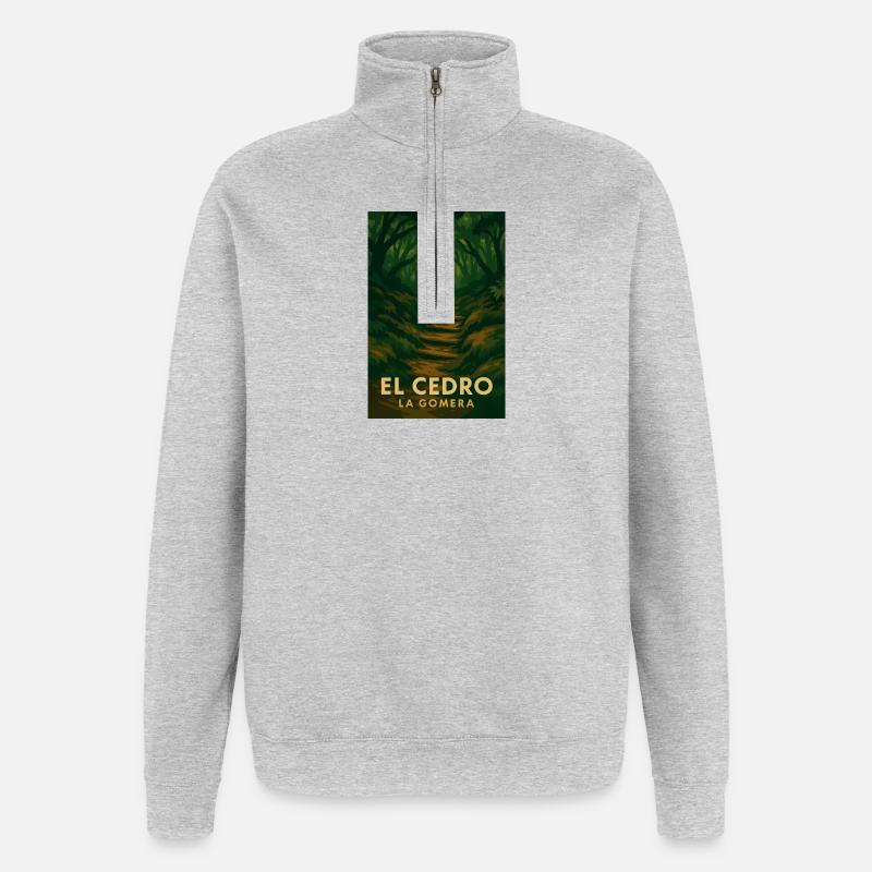 El Cedro – Mystischer Waldpfad - Quarter-Zip-Sweatshirt - Grau meliert