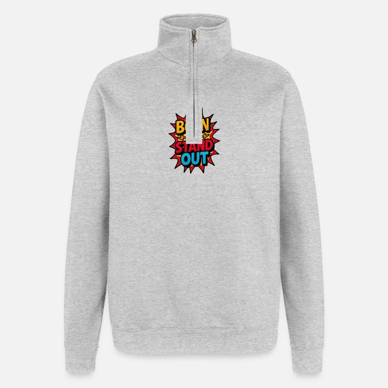 Born To Stechen: Comic Burst - Quarter-Zip-Sweatshirt - Grau meliert
