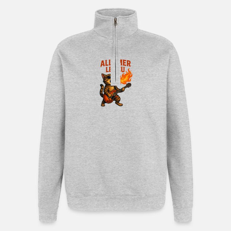 Allumer Le Feu Chat Rock - Sweat à zip 1/4 - gris chiné
