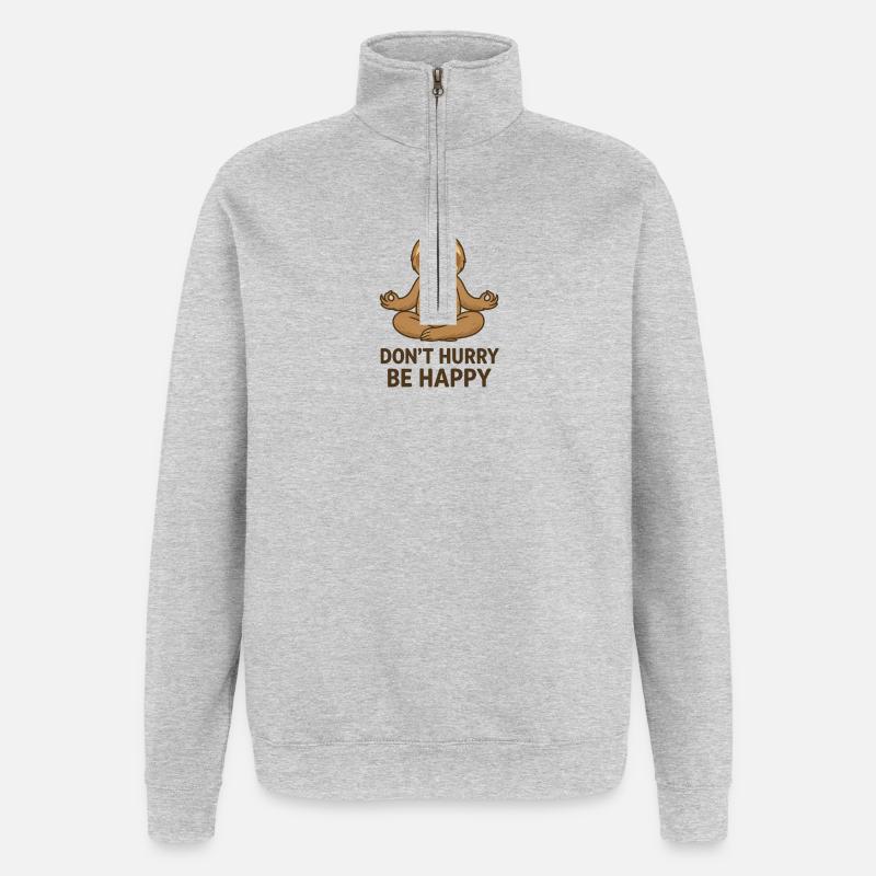 Beeil dich nicht, sei glücklich - Quarter-Zip-Sweatshirt - Grau meliert