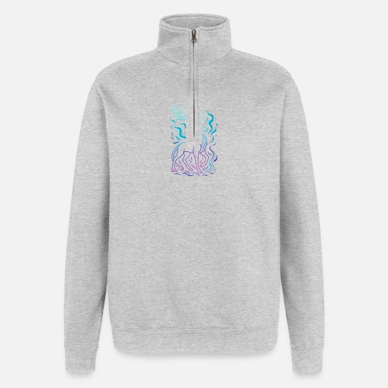 Neon Dragons Linie im Farbverlauf - Quarter-Zip-Sweatshirt - Grau meliert