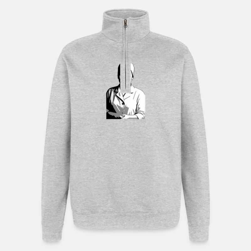 Maman infirmière souriante 1970 - Sweat à zip 1/4 - gris chiné