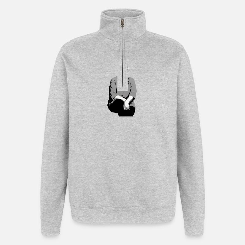 Graustufen Porträt Mama 1996 - Quarter-Zip-Sweatshirt - Grau meliert