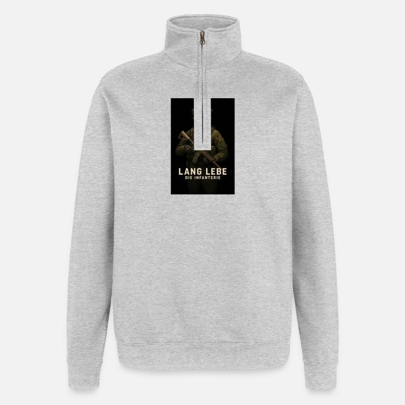 Lang Lebe Die Infanterie Skelett - Quarter-Zip-Sweatshirt - Grau meliert