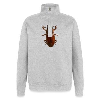 Bronze Bug Crest - Sweatshirt met 1/4-rits - grijs gemêleerd - Voor - AI Model Female 172 light (172cm) & AI Model Male 178 dark (178cm)
