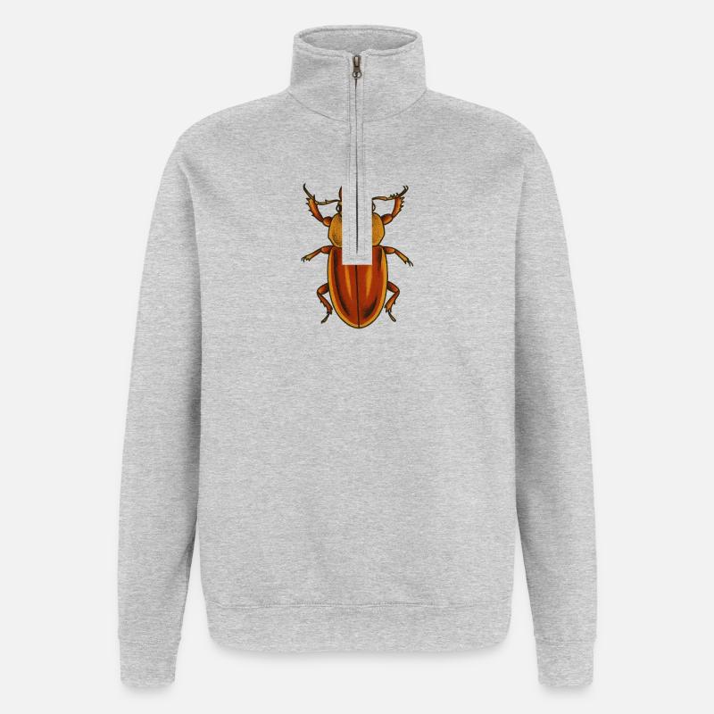Kunstdruck „Crimson Bug“ - Quarter-Zip-Sweatshirt - Grau meliert