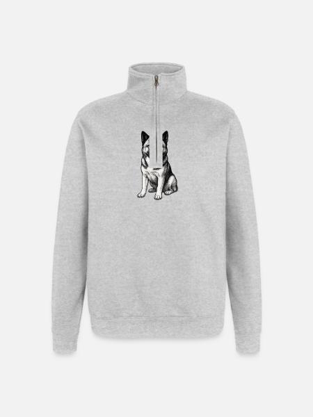 American Akita Holly - Quarter-Zip-Sweatshirt - Grau meliert