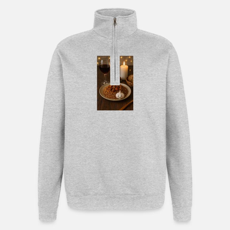 Buchweizen Rinderragout Gretschka - Quarter-Zip-Sweatshirt - Grau meliert