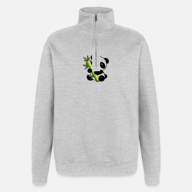 Panda Bamboo Soft Lime - Quarter-Zip Sweatshirt - heather grey