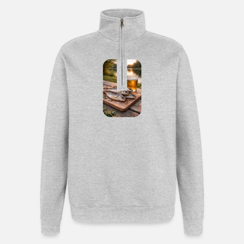 am See - Quarter-Zip-Sweatshirt - Grau meliert