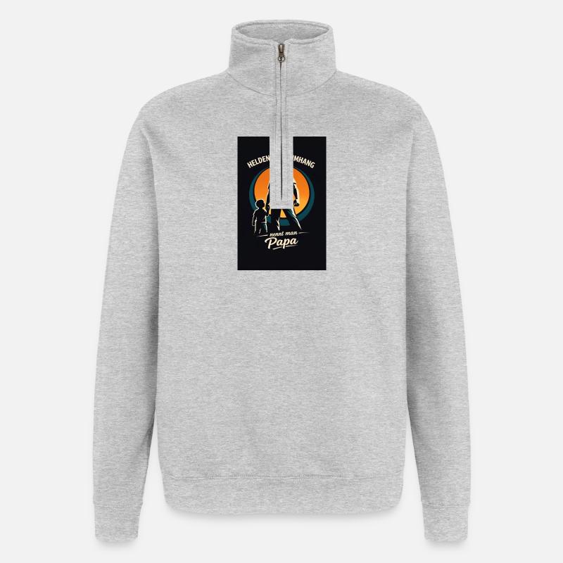Héros sans cape : Papa - Sweat à zip 1/4 - gris chiné