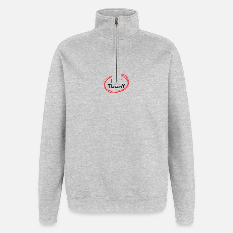 Pas aujourd’hui - Sweat à zip 1/4 - gris chiné