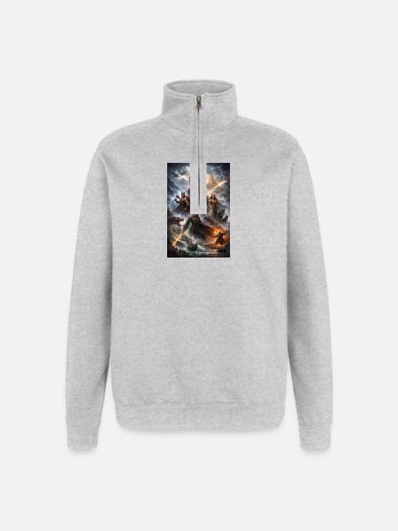 Nordische Götterkrieg - Quarter-Zip-Sweatshirt - Grau meliert