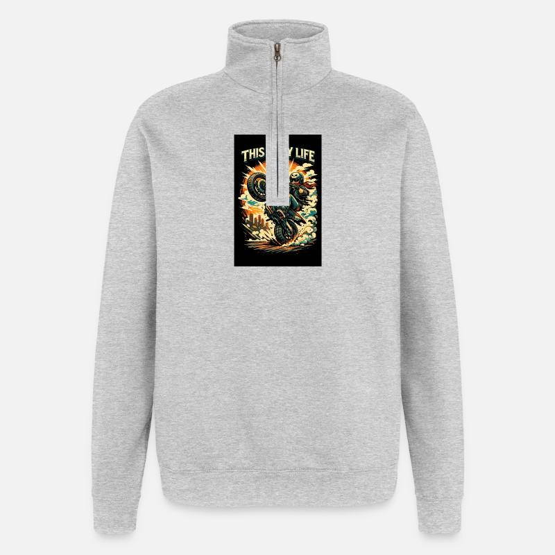 Motorrad im Einsatz - Quarter-Zip-Sweatshirt - Grau meliert