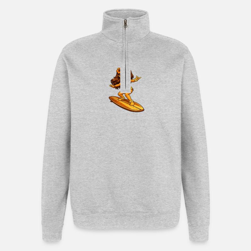 Surfer style hawaïen - Sweat à zip 1/4 - gris chiné