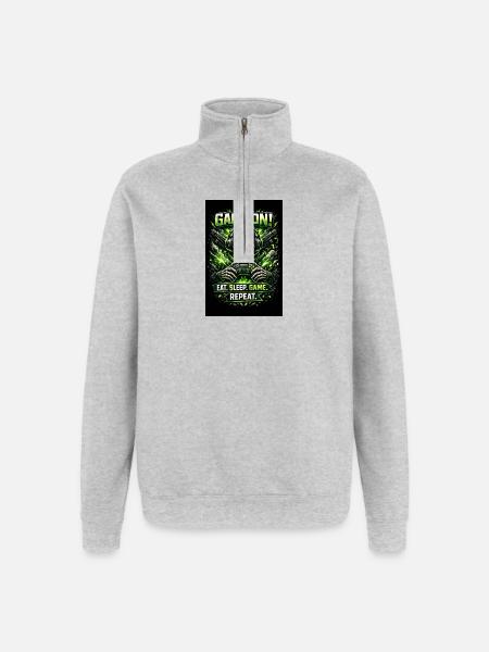 Game On Skull Neon Gamer - Quarter-Zip Sweatshirt - heather grey
