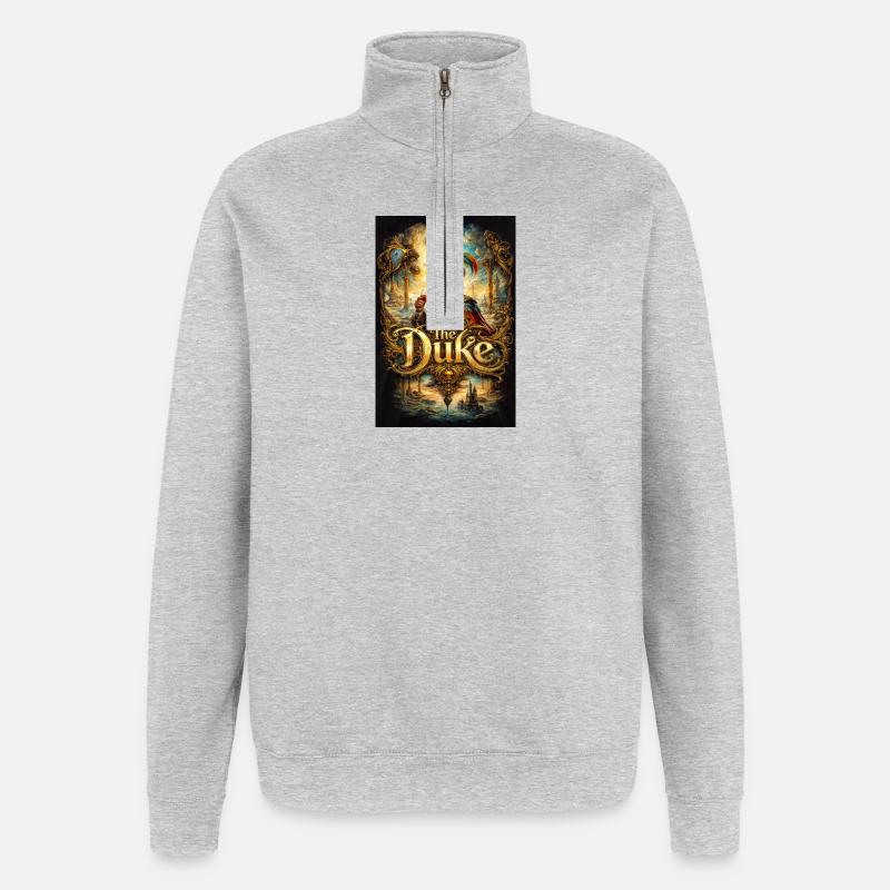 Das Herzogsbarockporträt mit Glas - Quarter-Zip-Sweatshirt - Grau meliert